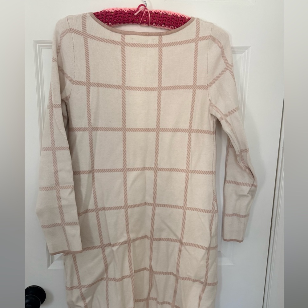 Tahari Cream and Pink Long Sleeve Dress